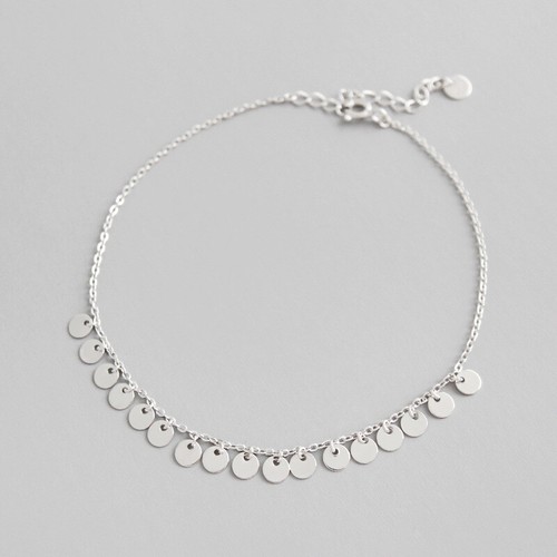 Fußkettchen Runde Plättchen Sterling Silber 925, 20 - 24 cm Damen Fußkette - Bild 2 von 4
