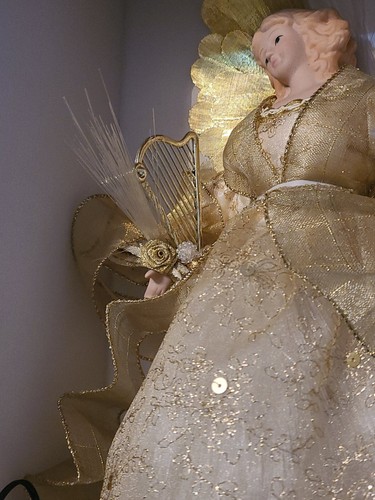 Vintage 90’s Fiber Optic Angel Caucasian Gold Wing Tree Topper New In D/Box RARE - Picture 5 of 12