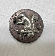Antique Round Metal Dress Buttons Raised Squirrel w Cut Steel Accent 1/2 Inch