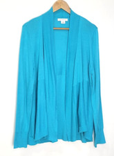 Liz Claiborne Women  s XL Open Front Cardigan Sweater Light Blue Acrylic Rayon