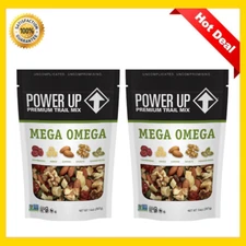 Power Up Mega Omega Trail Mix from Gourmet Nut, Resealable Bag, 14 oz, (2 Pack)