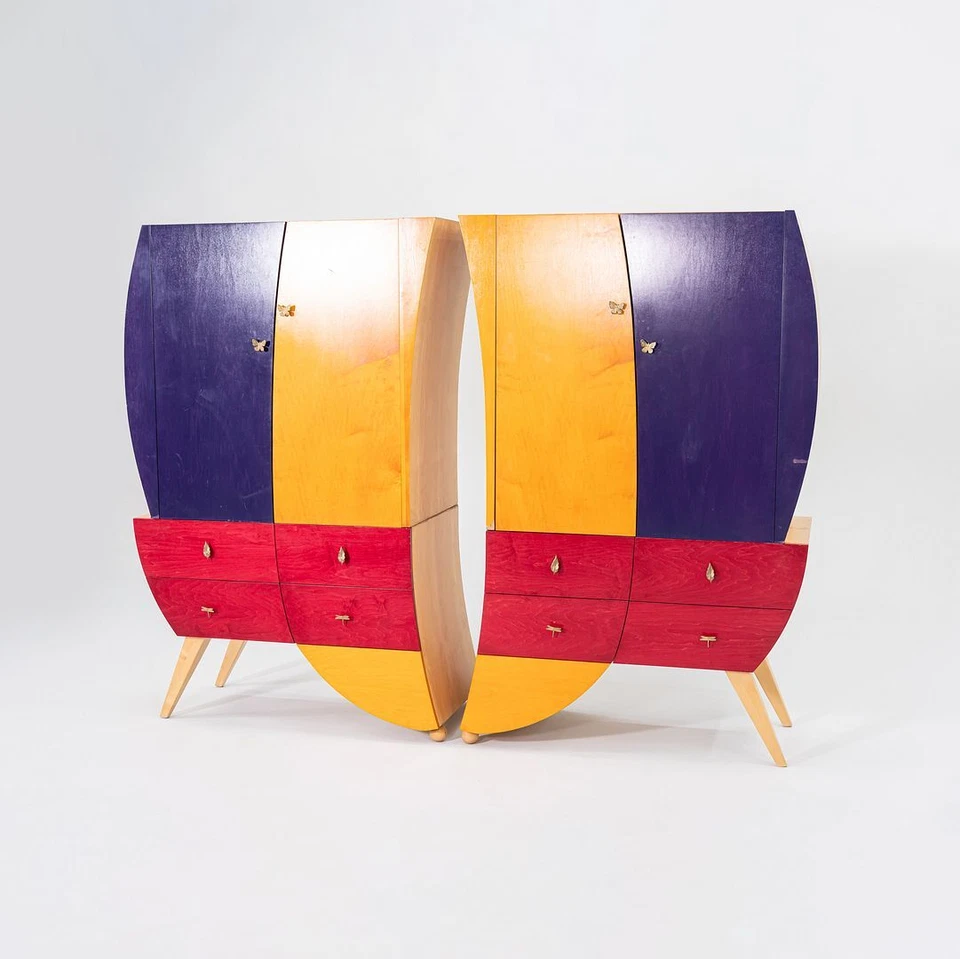 1990s Postmodern Sculptural Studio Craft Color Block Maple Armoire / Cabinet - Image 2 of 4