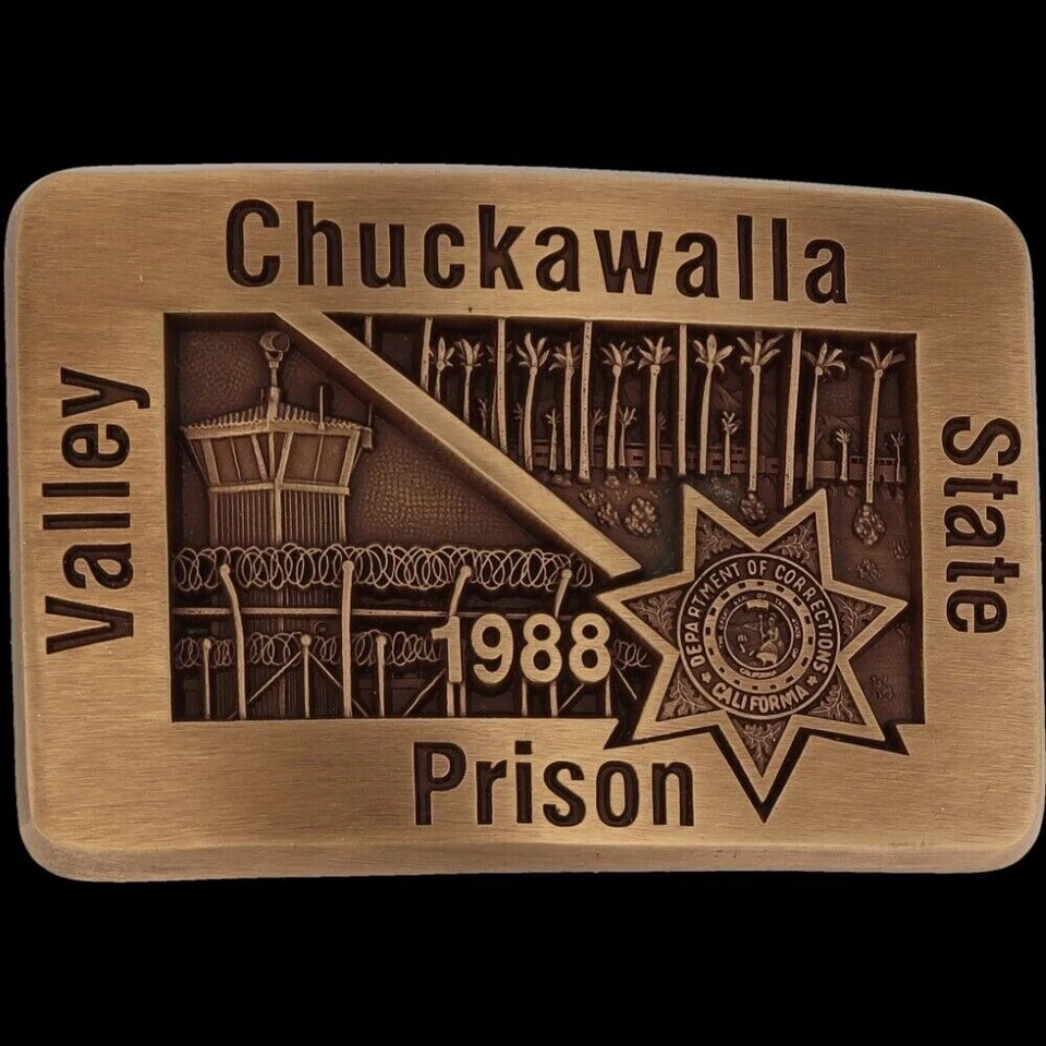 New Bronze Chuckawalla Valley State Prison CVSP DOC 90s NOS Vintage Belt Buckle - Image 3 of 4