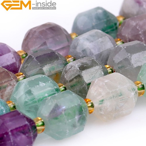 Cuentas de cuarzo rutilado fluorita arco iris natural bicono piedra facetada a mano charka - Imagen 25 de 77
