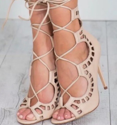 Peep Toe Sandal Shoes Leather High Heel 