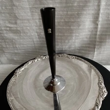 Art Deco vintage Chrome & Black Bakelite Bud Vase Crest Insignia Dura Vase