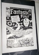 FANTASTIC FOUR INSPIRED COVER RECREATION BY M. NENO 13X18 INK ON BRISTOL TORCH