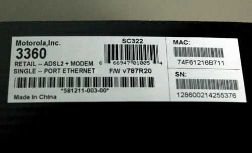 Motorola ATT AT&T High Speed DSL Modem 3360 ADSL2 24 Mbps Internet Ethernet Cord - Picture 6 of 12