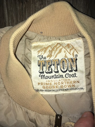 Vintage Woolrich Tan Teton Mountain Coat Vest Prime Northern Goose Down Fits S/M - Picture 4 of 4