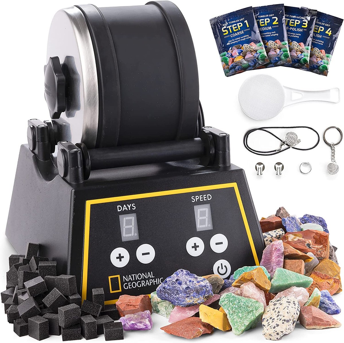 National Geographic PRO Rock Tumbler Kit Tumbling Machine