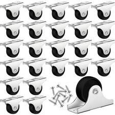 Maitys 24 Pcs 1" Small Casters Wheels Rigid Non Swivel Fixed Castor Wheels with