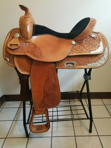 Selle Western Hot seat 16 sur cuir de buffle marron teinté au tambour