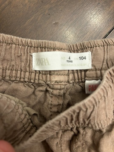 Boys Zara Brown Linen Cargo Shorts Elastic Waist Size 4 Kids Toddler - Picture 3 of 5
