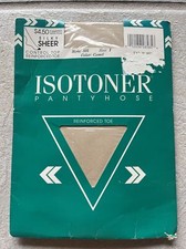 Vintage Isotoner Pantyhose Control Top Silky Sheer Reinforced Toe Size 1 Camel