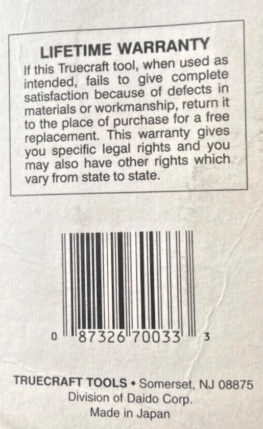 Alicates de lengüeta y ranura TrueCraft de 7-1/2 pulgadas modelo #506 hechos en Japón Foto 4 de 4
