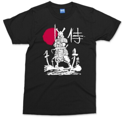 Samurai Farbe Skizze Kunst T-Shirt Geschenk Japan Sonne Krieger Schwertkämpfer japanisches T-Shirt