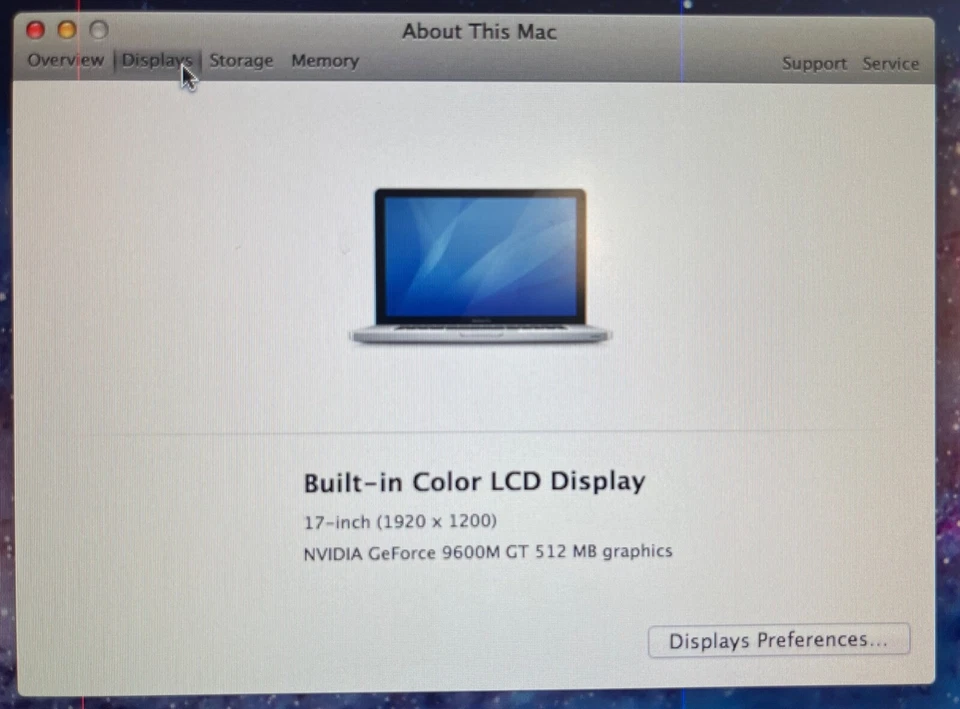 USED Apple MacBook Pro 2008 (A1297) 17" Intel 2.66GHz/ 8GB RAM/320HD (READ NOTE) - Image 3 of 4