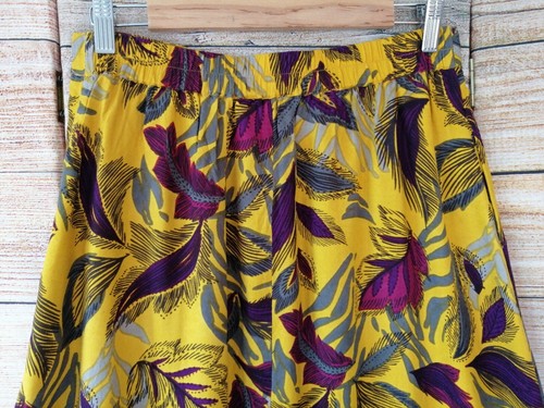 Nomads Womens Skirt Elastic Waist Pull On Midi A-Line Size 10 Yellow Floral - Picture 7 of 11