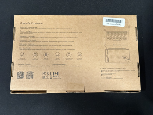 GAOMON M1220 Black Graphic Drawing Tablet NEW Open Box - Afbeelding 2 van 6