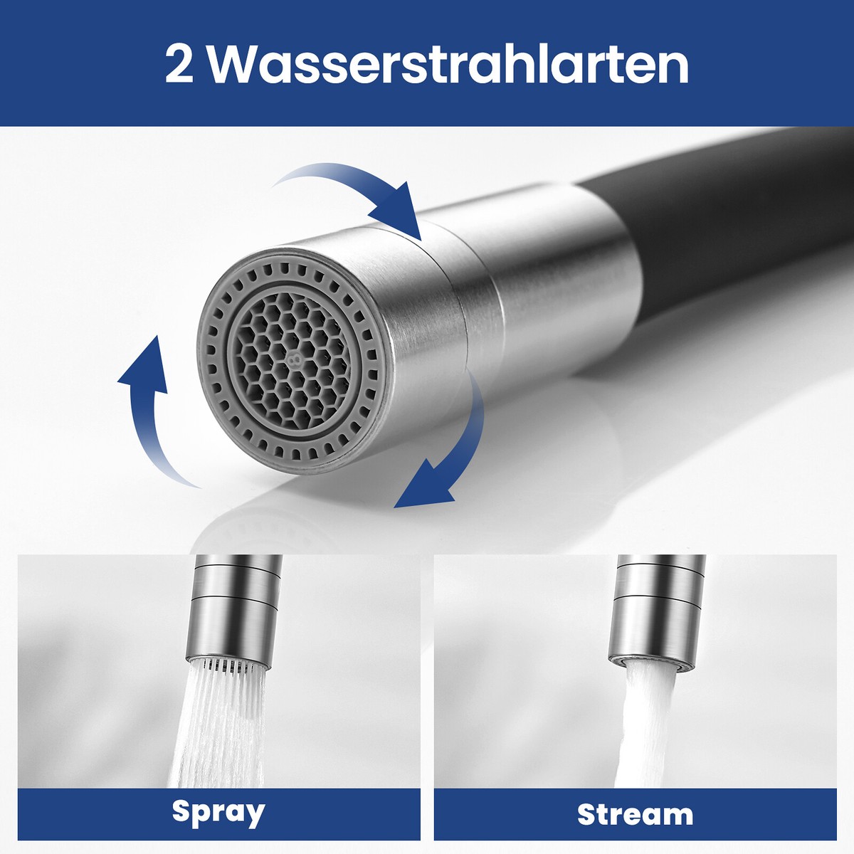 Flexible Wasserhahn-Verlängerung 360° Drehbar - Zwei Strahlarten Für Küche & Bad