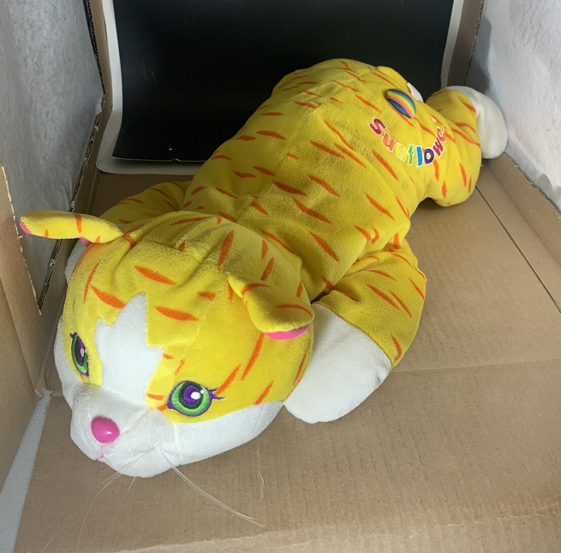 Cat　0102 ♡ Vintage 90s Lisa Frank Large Cat 22” Sunflower HTF Rare EUC Plush