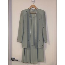 R M Richards Size 6P Sea Foam Aqua Blue 3/4 Sleeve Gown Jacket Mother of Bride