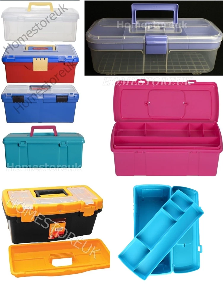 Utility Box with Tray Plastic Kids Art Craft Sewing Hobby Fun Tool DIY Storage