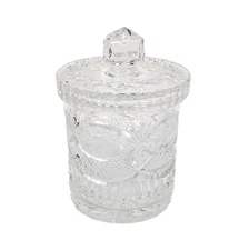 Cut Glass Lead Crystal Ice Bucket Cookie Biscuit Jar w/Lid - vintage container