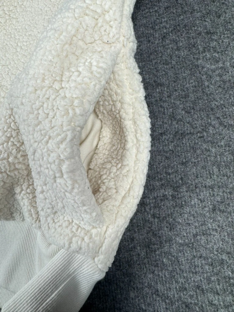 OFF WHITE Felpa con cappuccio Athleta donna piccola avorio Tugga Sherpa pullover felpa accogliente calda
