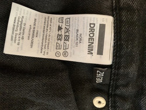 Dr Denim Black Retro Wash Cotton Nora 101 High Waist Mom Jeans ALTERED Sz 29/30 - Picture 7 of 7