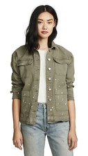 Nwt Splendid Size Xs Easel Jacket In Military/olive Paint Splatter Raw Hem $198