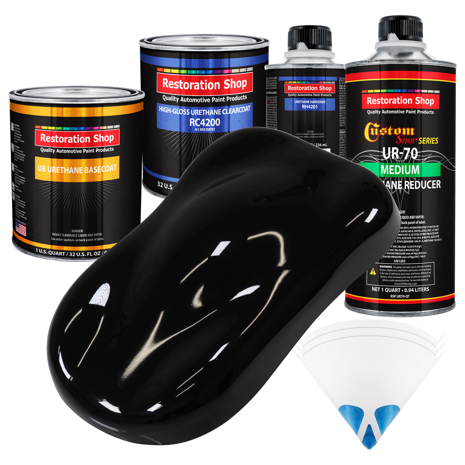 Jet Black (Gloss) Quart URETHANE BASECOAT CLEARCOAT Car Auto Body Paint Kit