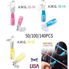 22-10AWG Heat Shrink Piggyback Spade Connectors Wire Quick Disconnect Terminals