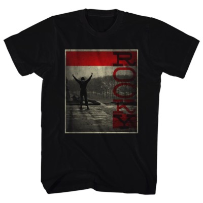  Rocky Balboa Mens T-Shirt Licensed Sunset Philly 100% Black Cotton SM - 5XL