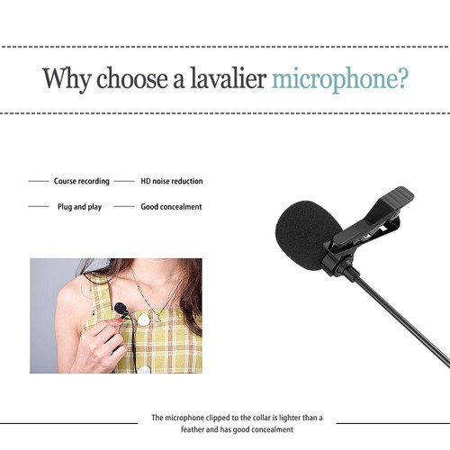 3.5m Lavalier Ansteck Mikrofon 3.5mm Clip-On microphone Phone Laptop Tablet DE - Bild 9 von 14