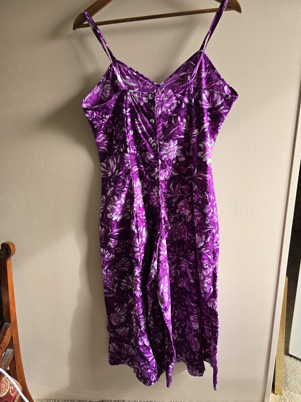 Women's Honors Intimates Purple/White Floral Wide Leg Sz L Roper Sleeveless