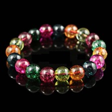 6/8/10/12mm Natural Multicolor Tourmaline Gems Beads Stretchy Bracelet 7.5''