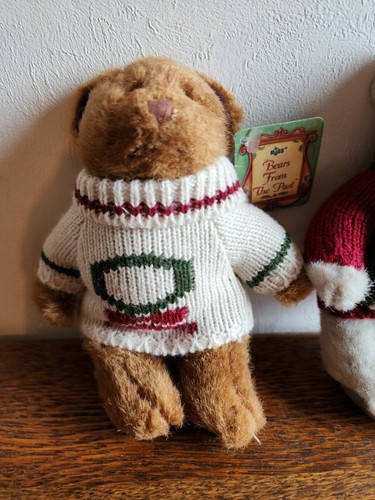 2 Vintage Russ Berrie Bears'Bears from the past" Gray/Brown Christmas 7" - Picture 4 of 11