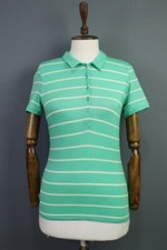 ICEBREAKER Green Striped Wool Lightweight Polo Shirt Size XS