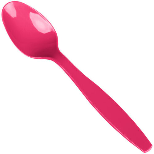 Plastic Spoons 24ct Heavy Duty Spoons, Pink Yellow Blue Orange Clear and More - Picture 3 of 25