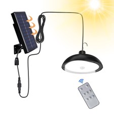 LED Solar Powered Pendant Hanging Light Lamp Garden Yard Barn Shed with Remote
