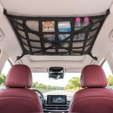 Car Ceiling Cargo Net, 35.4"x25.6" Double-Layer Overhead Roof Storage Organizer