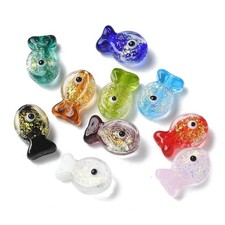 20pcs Handmade Foil Lampwork Fish Beads Gradient Color Glass Beads for DIY