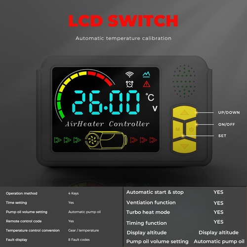 Riscaldamento autonomo diesel 8KW 12V 24V riscaldamento ad aria LCD CAMION RV W/220V adattatore base - Foto 8 di 16