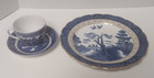 Vtg Old Willow Blue Willow Cup Saucer Plate from England Meakin Booths