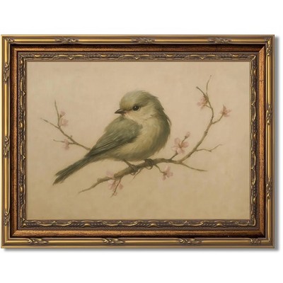 Gold Framed Bird Canvas Wall Art,Vintage Birds Wall Decor Aesthetic,Cherry Bl...