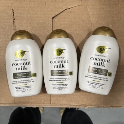 3 OGX Nourishing + COCONUT MILK SHAMPOO 13 oz Each (005)