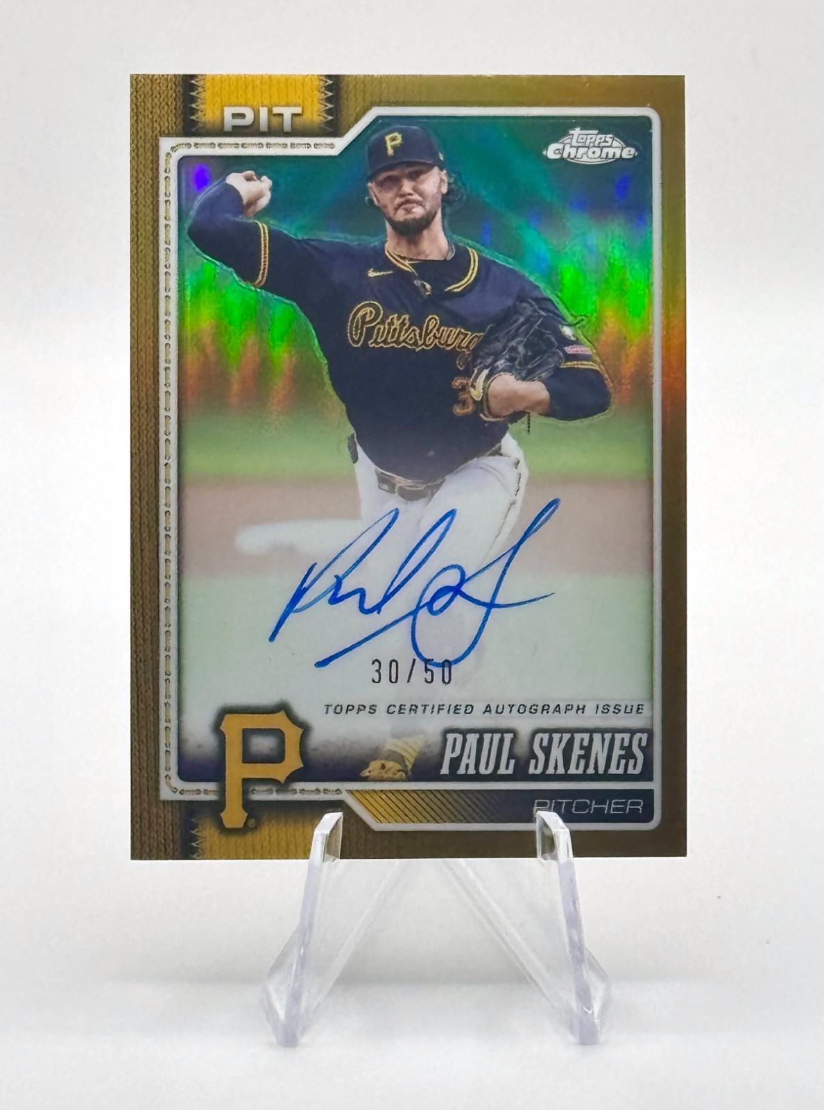 2026 Topps Chrome Paul Skenes Autograph Gold Refractor 30/50 #CA-PS Jersey Match