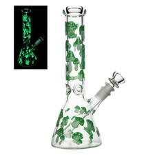 10Inch Glass Bongs Green Mushroom Bong Smoking Hookah Glass Water Pipe 14mm Bowl