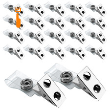 DE 100Pcs Metal Badge Clips with Clear PCV Straps,ID Strap Clip Adapter